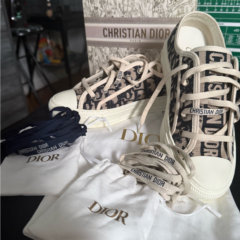 Dior Beige Lace-Up Sneakers